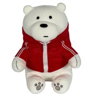 Miniso We Bare Bears Ice Bear Plush White Polar Bear Red Tracksuit Hoodie Jacket